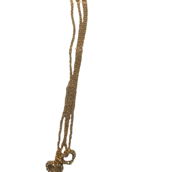 Gold double  layered rhinestone heart necklace - Picture 2 of 3